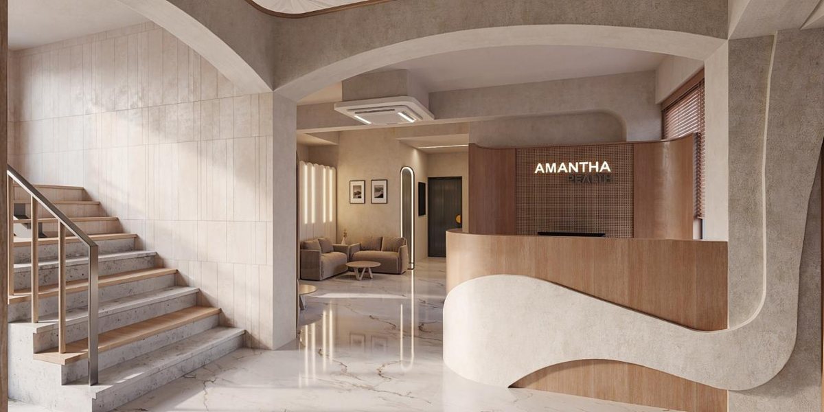 Lobby and staircase at Arkkaya Women's Hospital, Visnagar